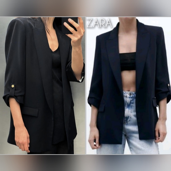 Zara Jackets & Blazers - Zara Black Blazer with Rolled-up sleeves Size Medium